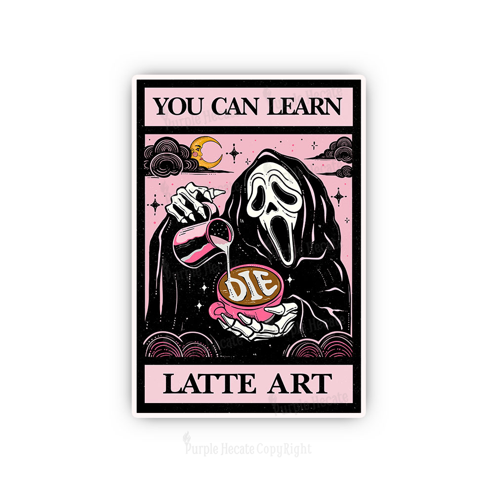 Purplehecate The You Can Learn Latte Art Oracle Card Sticker