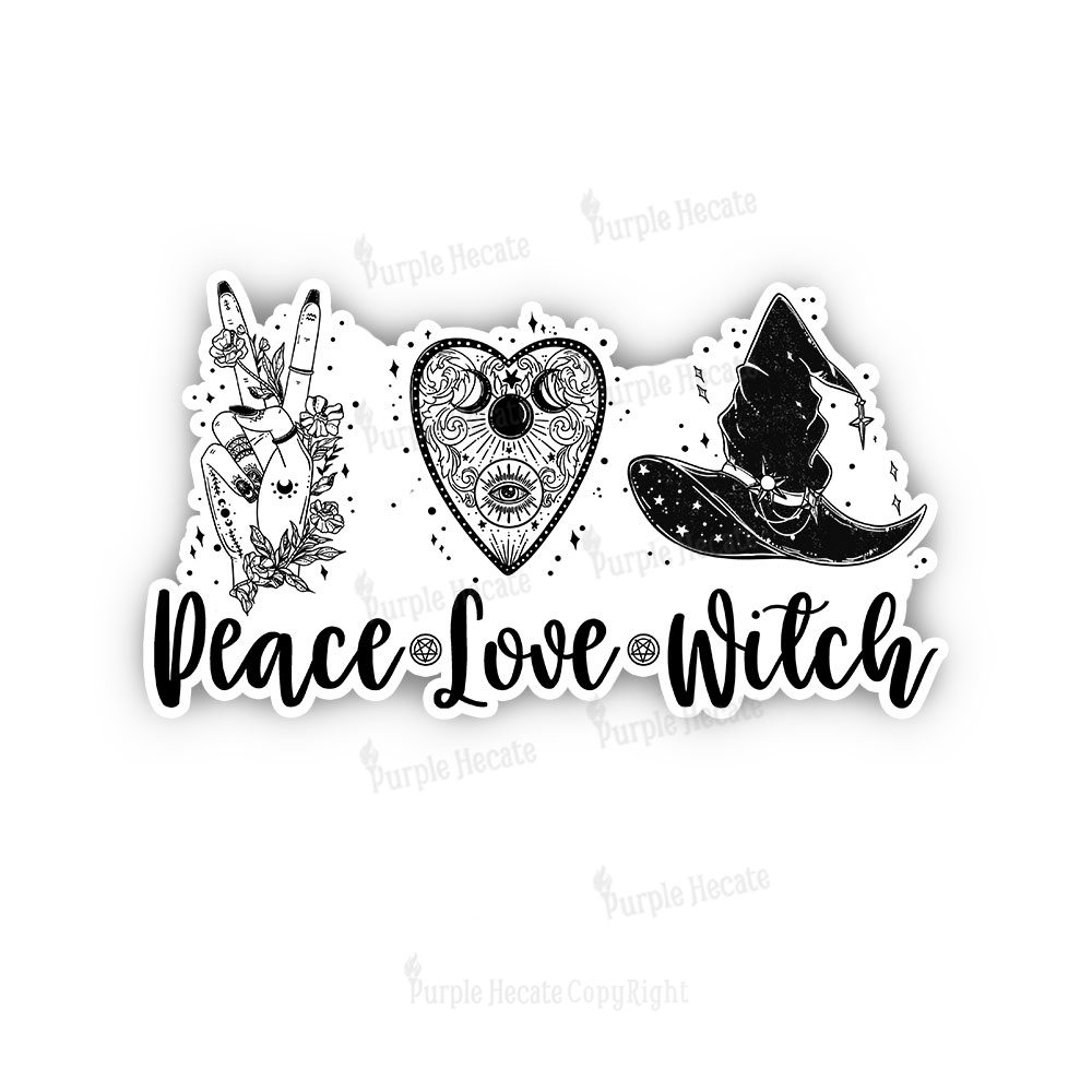 Purplehecate Peace Love Witch Sticker