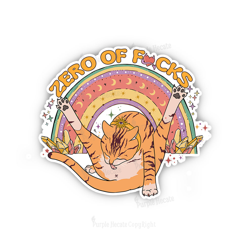 Purplehecate The Zero Fucks Cat Sticker