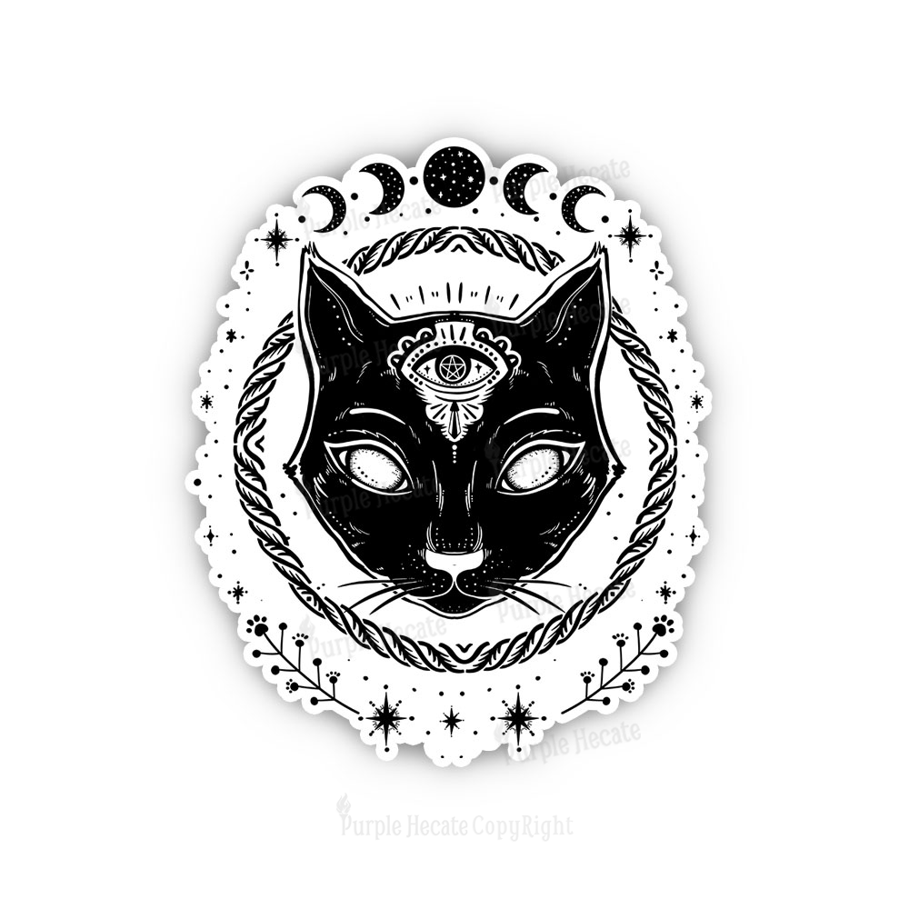 Purplehecate Third Eye Black Cat Sticker
