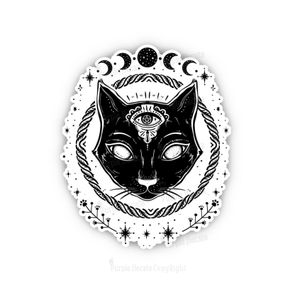 Purplehecate Third Eye Black Cat Sticker