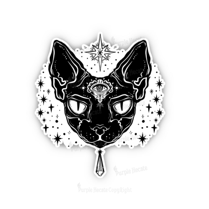 Purplehecate Three Eyed Sphynx Cat Sticker