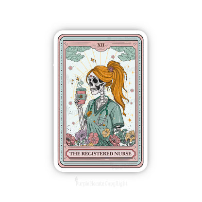 Purplehecate The Registered Nurse Skeleton Tarot Sticker