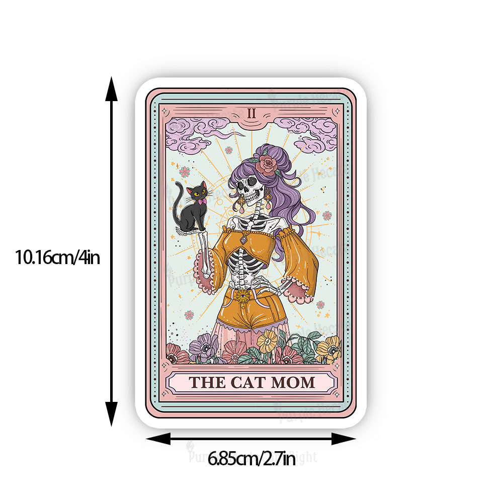 Purplehecate The Skeleton Cat Mom Tarot Card Sticker