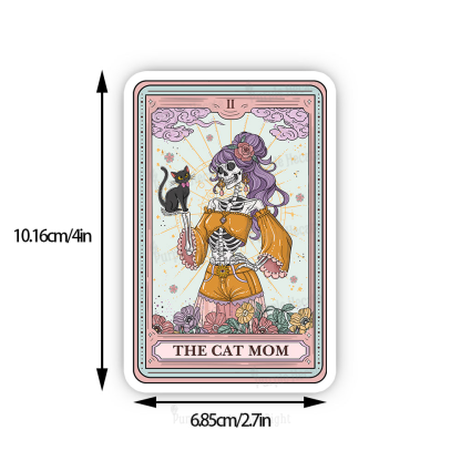 Purplehecate The Skeleton Cat Mom Tarot Card Sticker