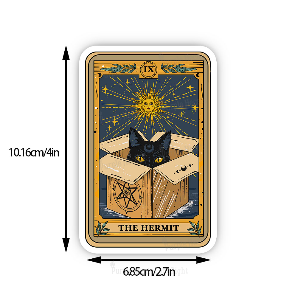 Purplehecate The Hermit Cat Tarot Card Sticker