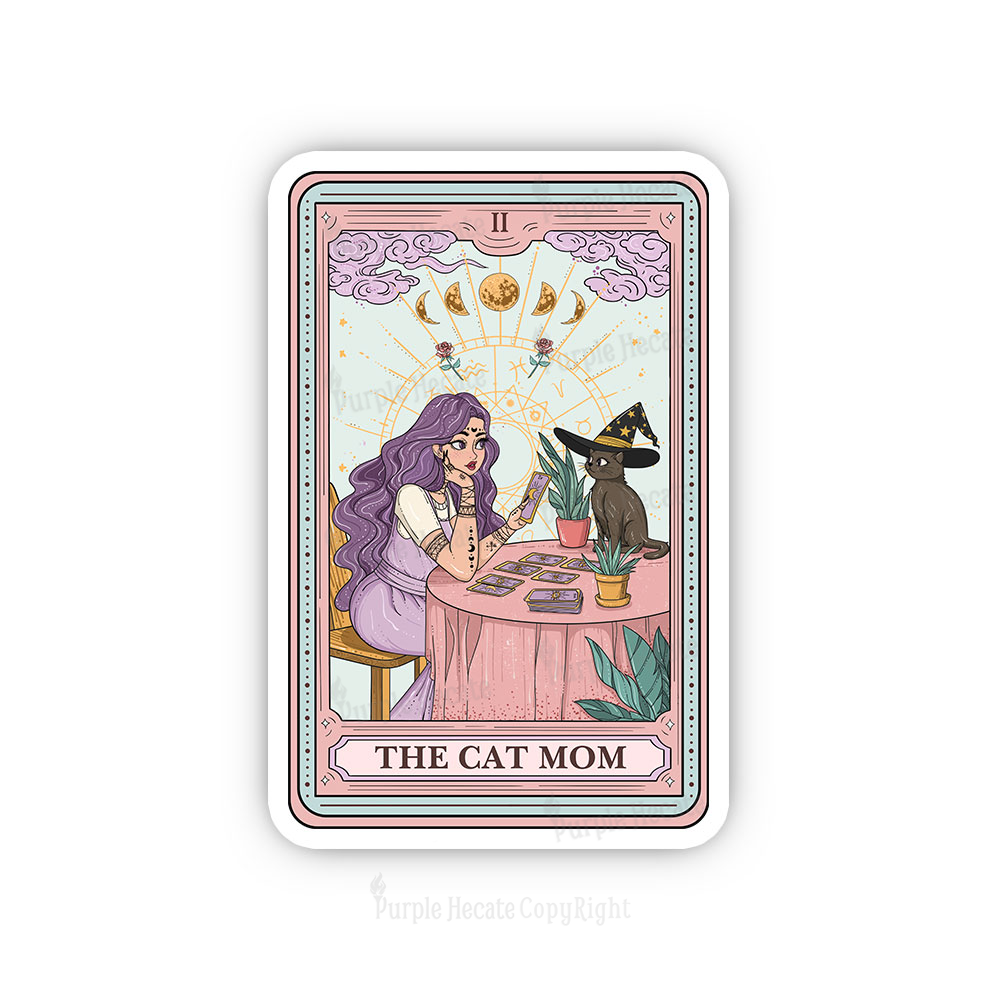 Purplehecate The Witchy Cat Mom Tarot Sticker