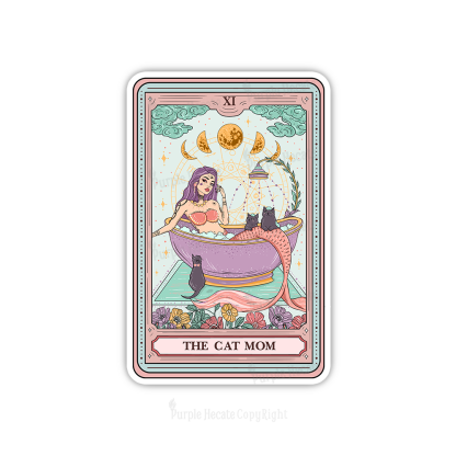 Purplehecate The Cat Mermaid Mom Tarot Card Sticker
