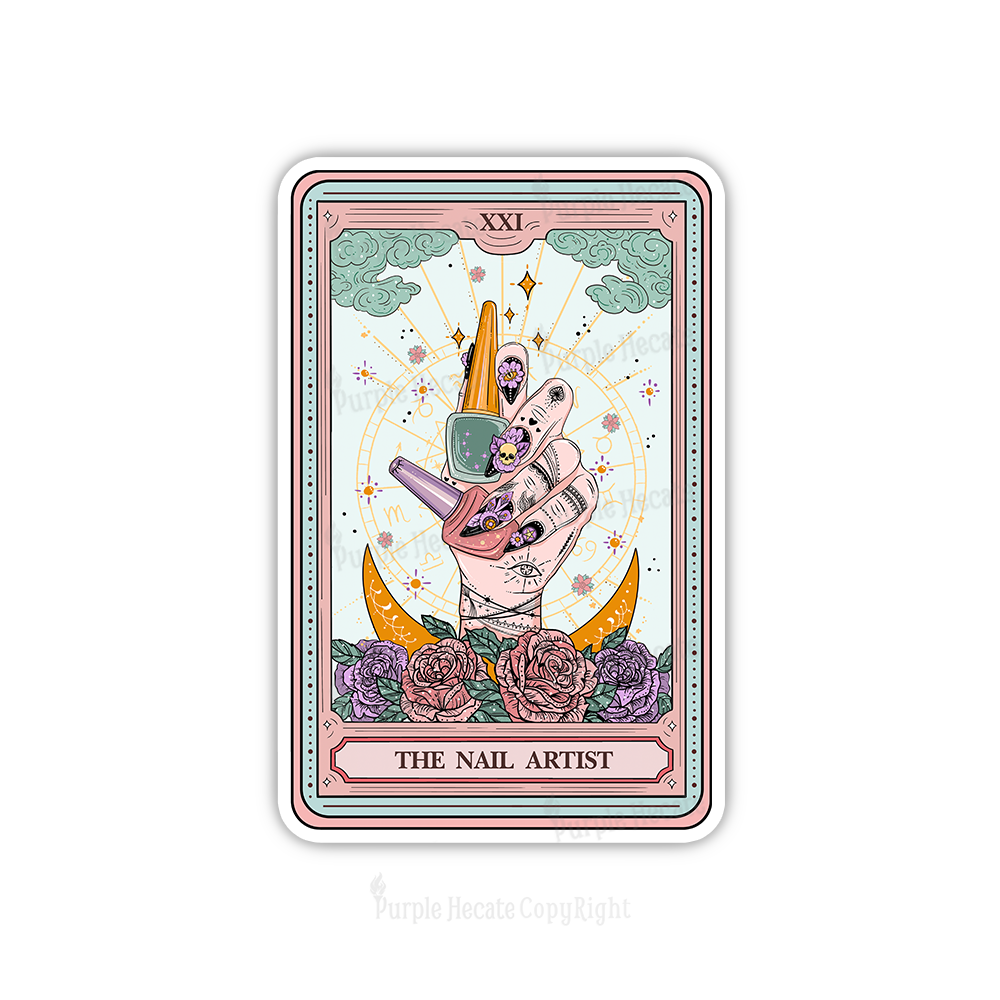 Purplehecate The Badass Nail Artist Tarot Card Sticker