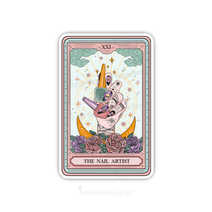 Purplehecate The Badass Nail Artist Tarot Card Sticker