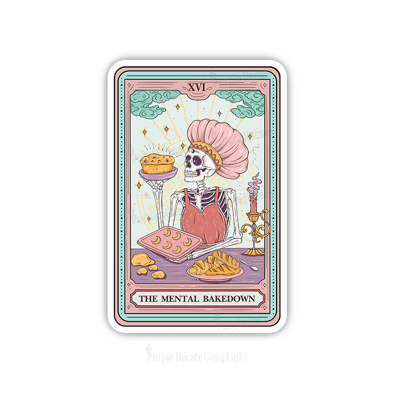 Purplehecate The Mental Bake Down Skeleton Tarot Card Sticker