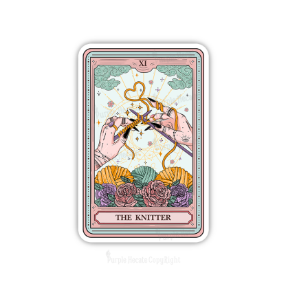 Purplehecate The Knitter Tarot Card Sticker