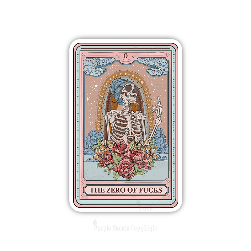 Purplehecate The Zero Of Fucks Tarot Card Sticker