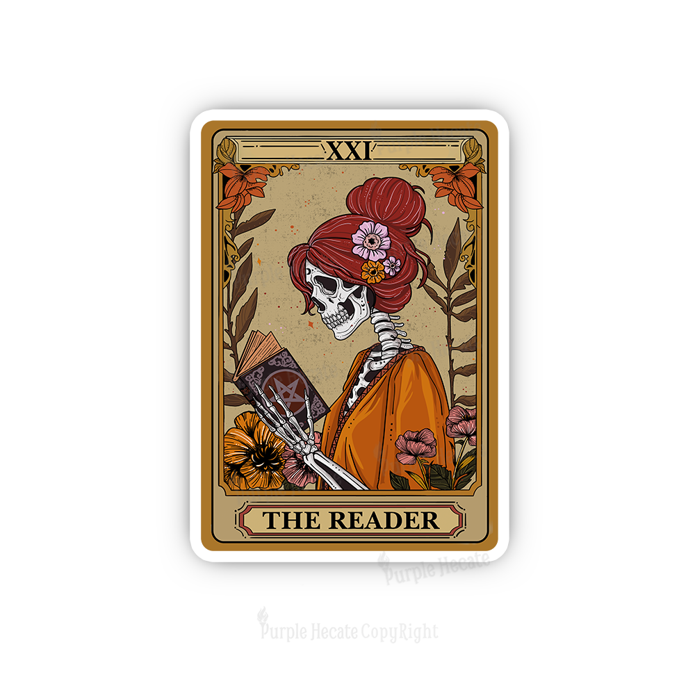 Purplehecate The Reader Tarot Card Skeleton Sticker