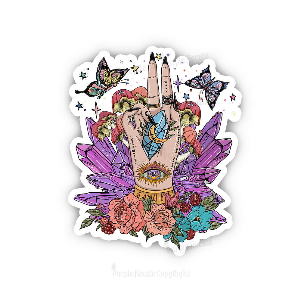 Purplehecate Crystal Witchy Hand Sticker