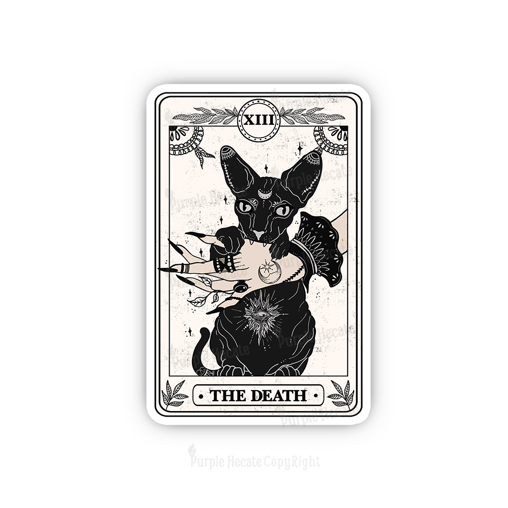 Purplehecate The Death Cat Tarot Sticker