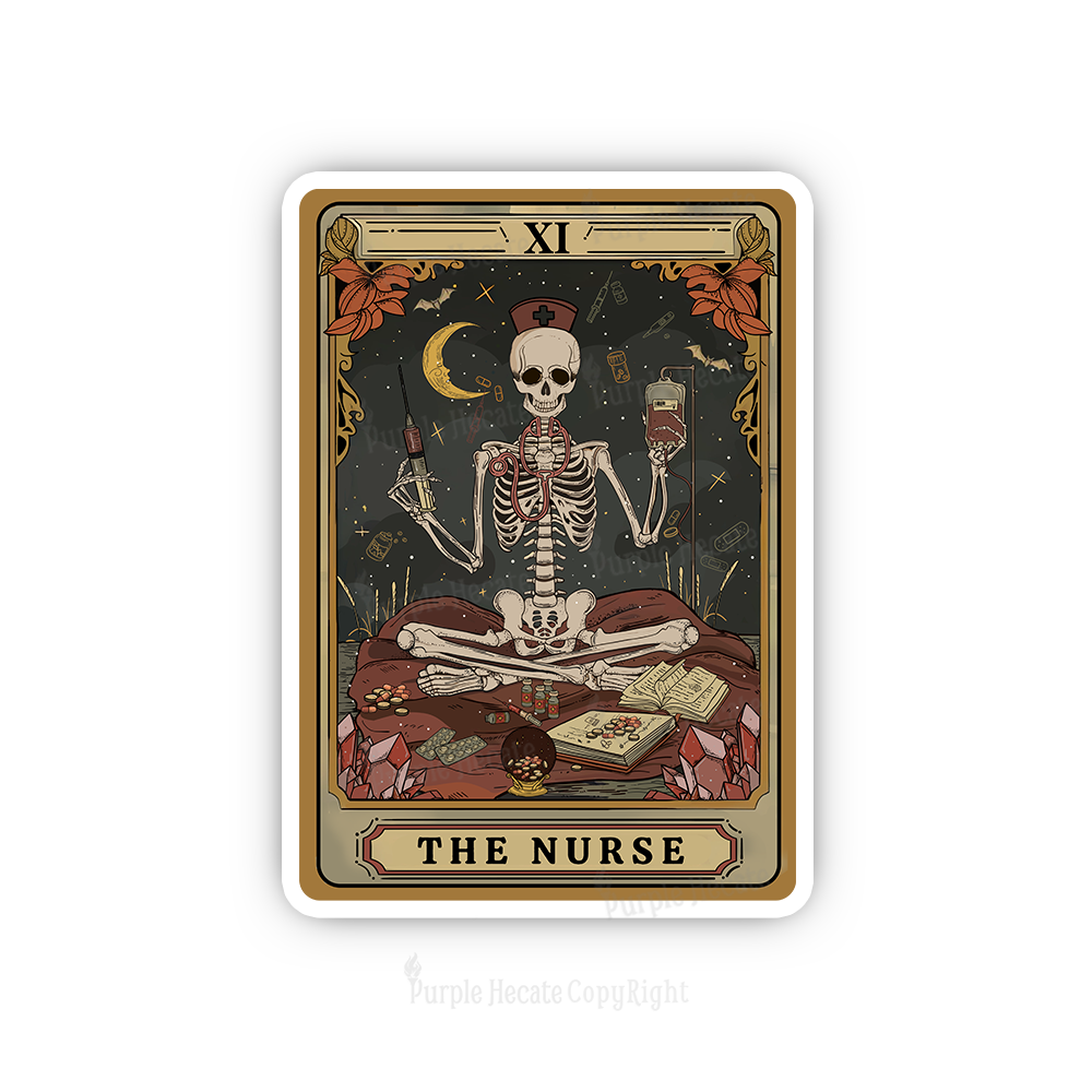 Purplehecate The Nurse Skeleton Tarot Sticker