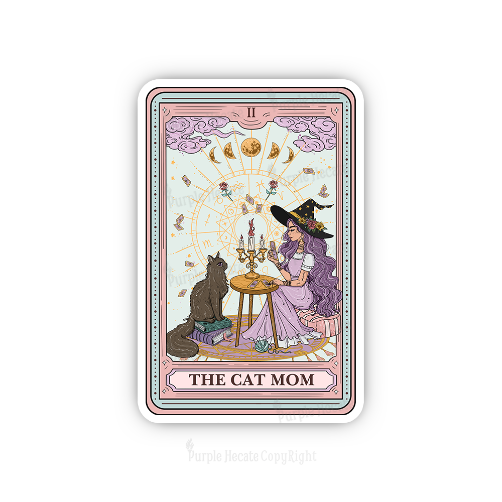 Purplehecate The Cat Witch Mom Tarot Sticker