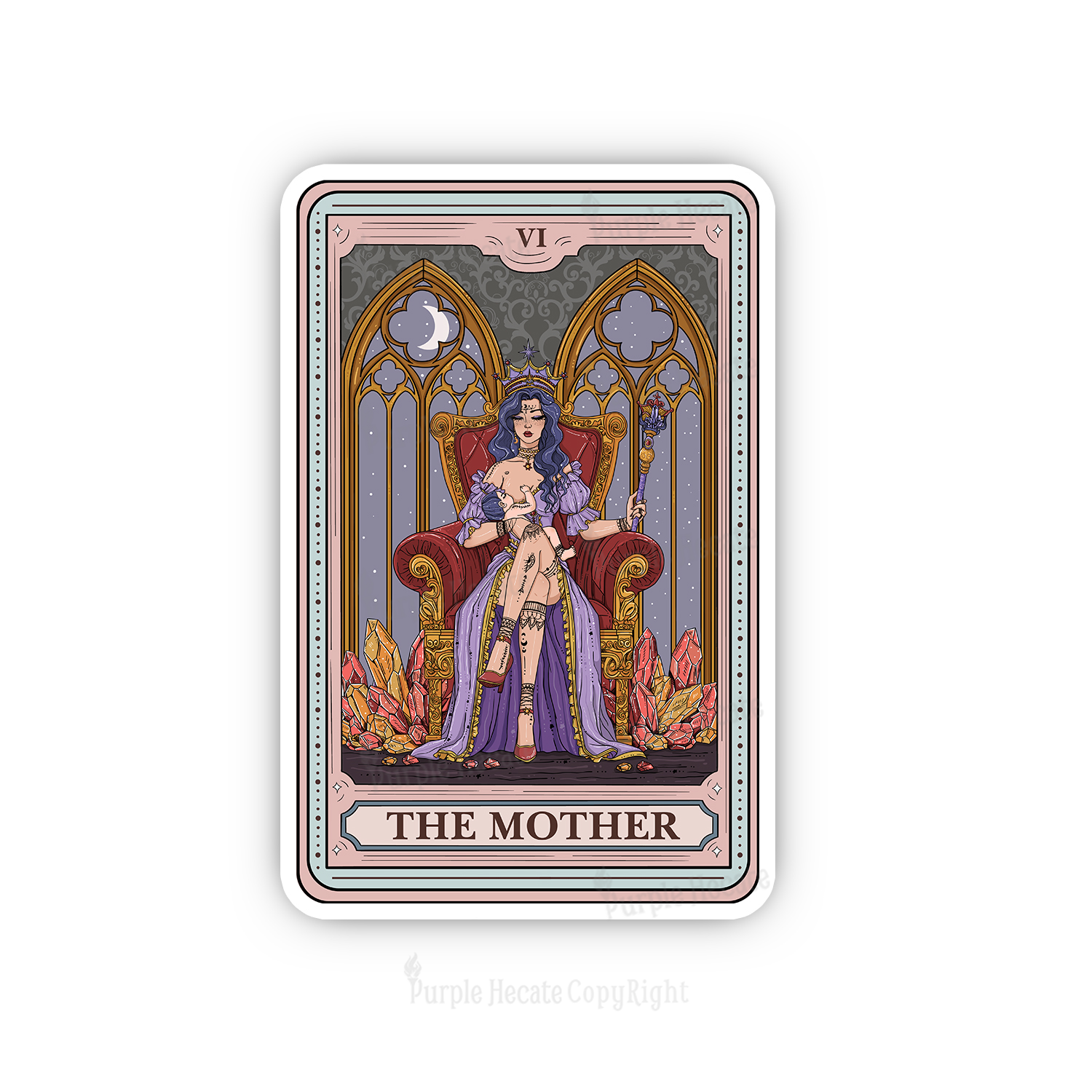 Purplehecate The Mother Tarot Card Sticker