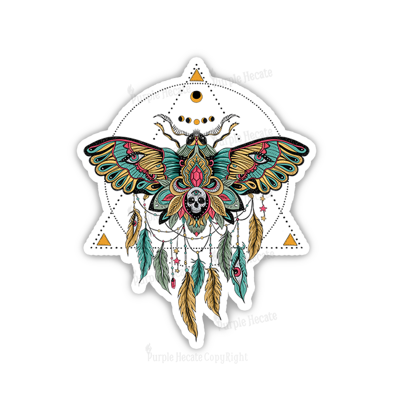 Purplehecate Dreamcatcher Moth Wings Sticker