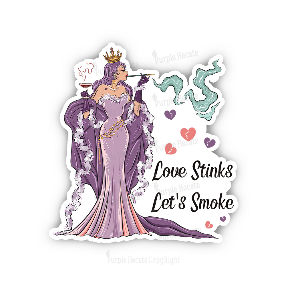 Purplehecate Love Stinks Let's Smoke Valentine Sticker