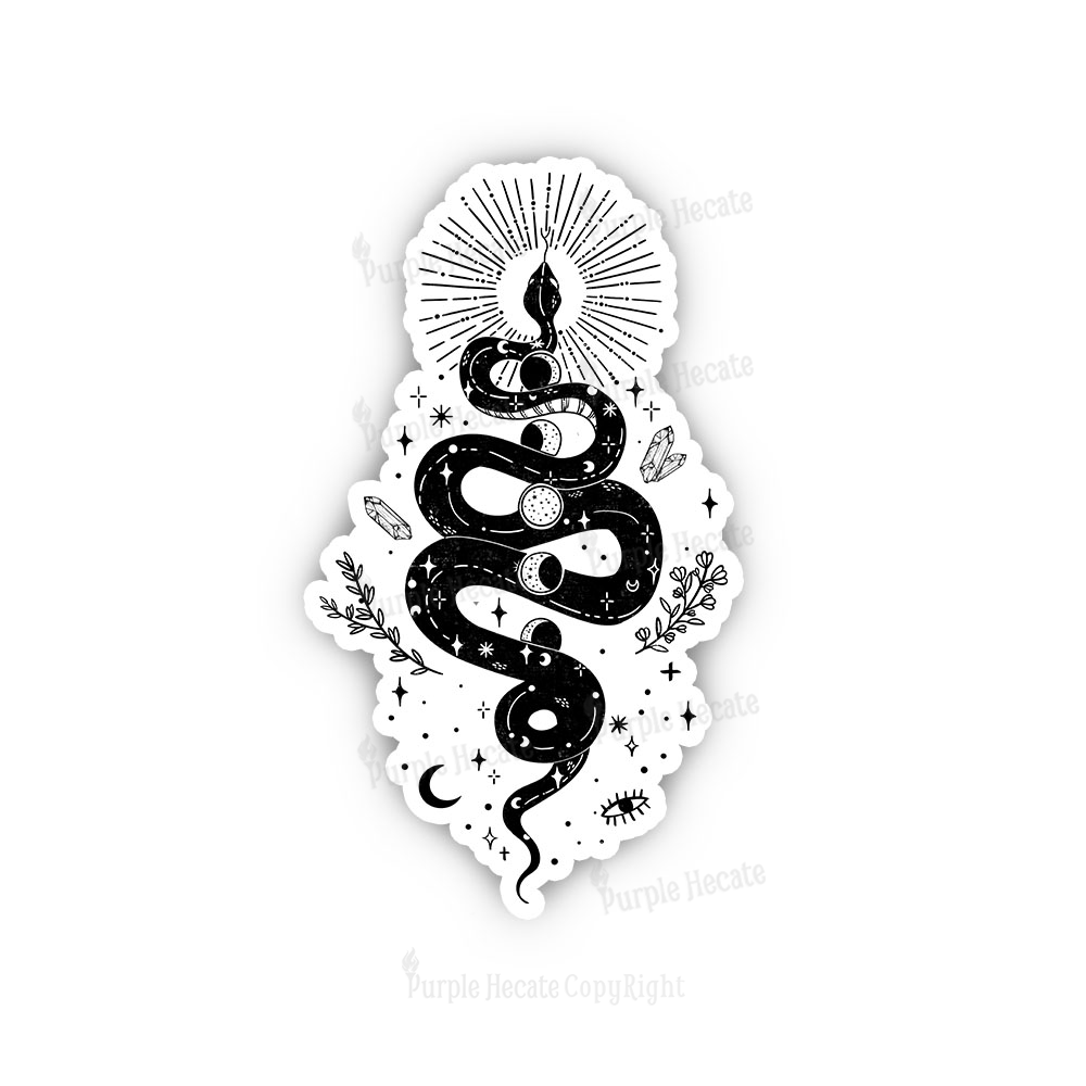 Purplehecate Mystical Moon Phases Snake Sticker