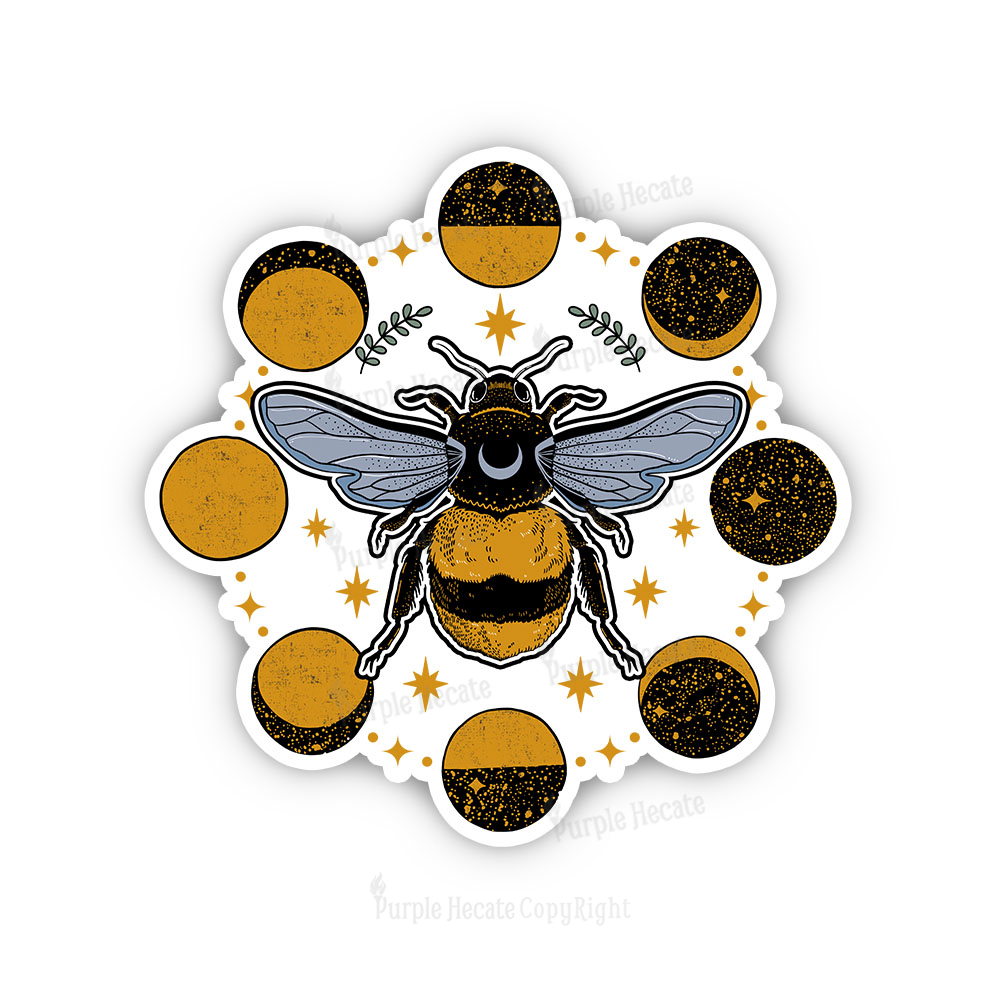 Purplehecate Phases of the Moon Bee Sticker
