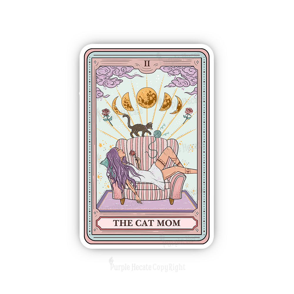 Purplehecate The Cat Mom Tarot Sticker
