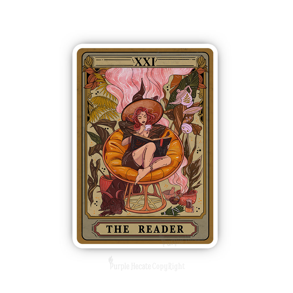 Purplehecate The Reader Tarot Card Sticker