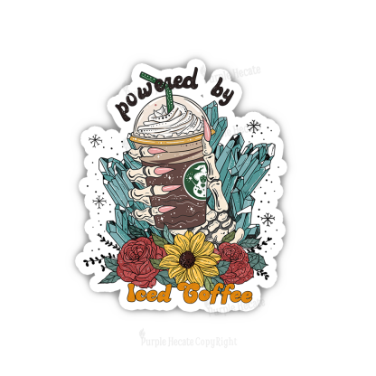 Purplehecate Powered By Ice Coffee Sticker