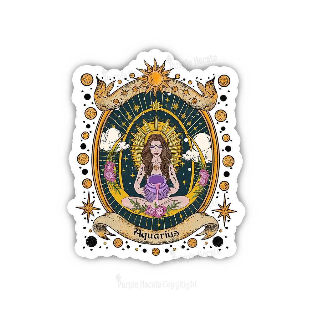 Purplehecate Aquarius Radiance Zodiac Sticker