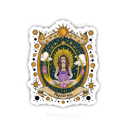 Purplehecate Aquarius Radiance Zodiac Sticker