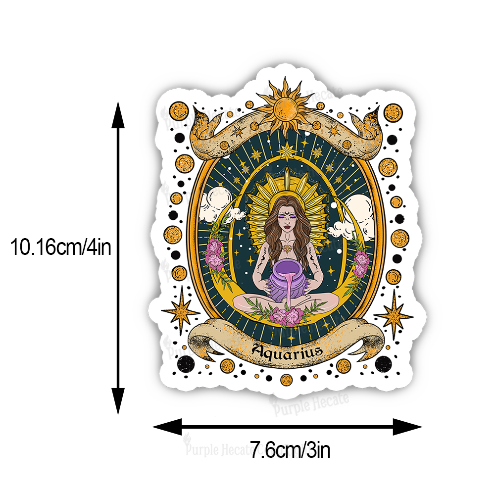 Purplehecate Aquarius Radiance Zodiac Sticker