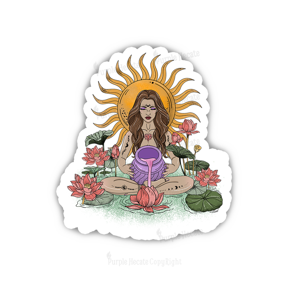 Purplehecate Sun Guardian Of Aquarius Zodiac Sticker