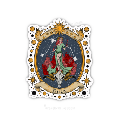 Purplehecate Celestial Aries Zodiac Sticker