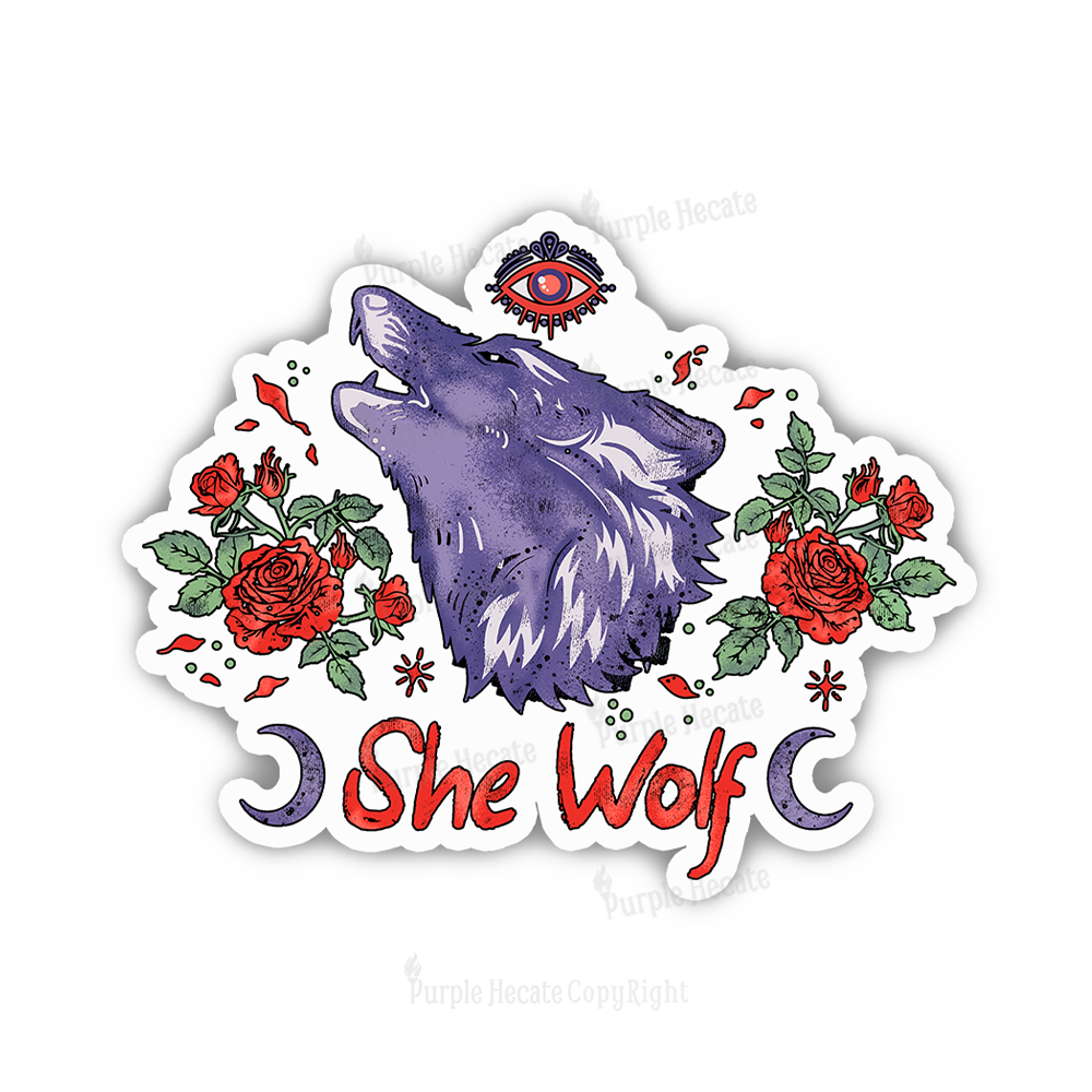 Purplehecate Moon Wolf Sticker