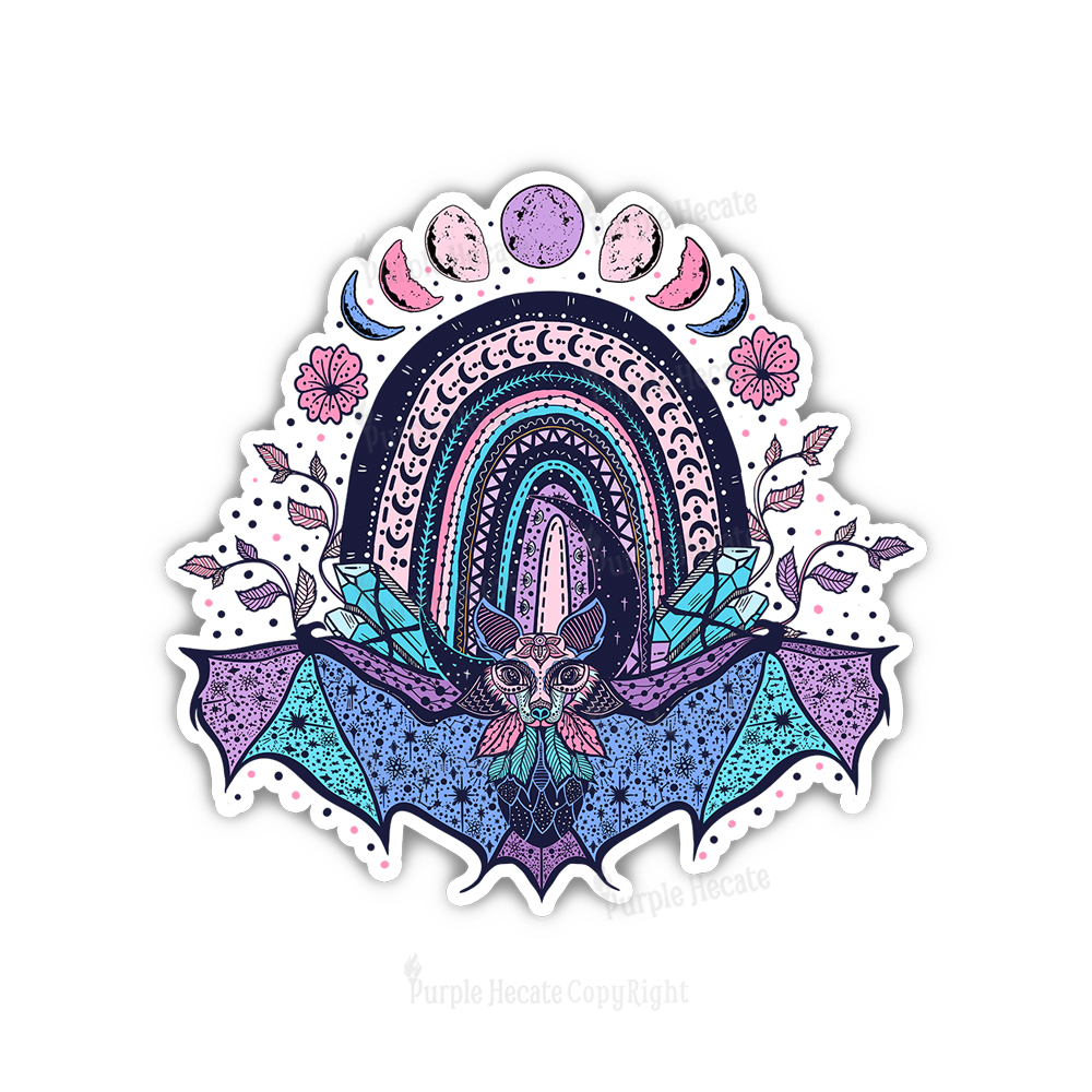 Purplehecate Moon Phase Bat Sticker