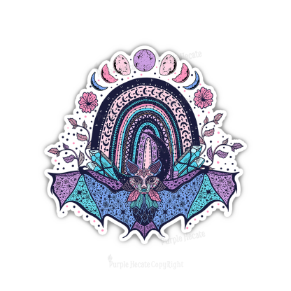 Purplehecate Moon Phase Bat Sticker