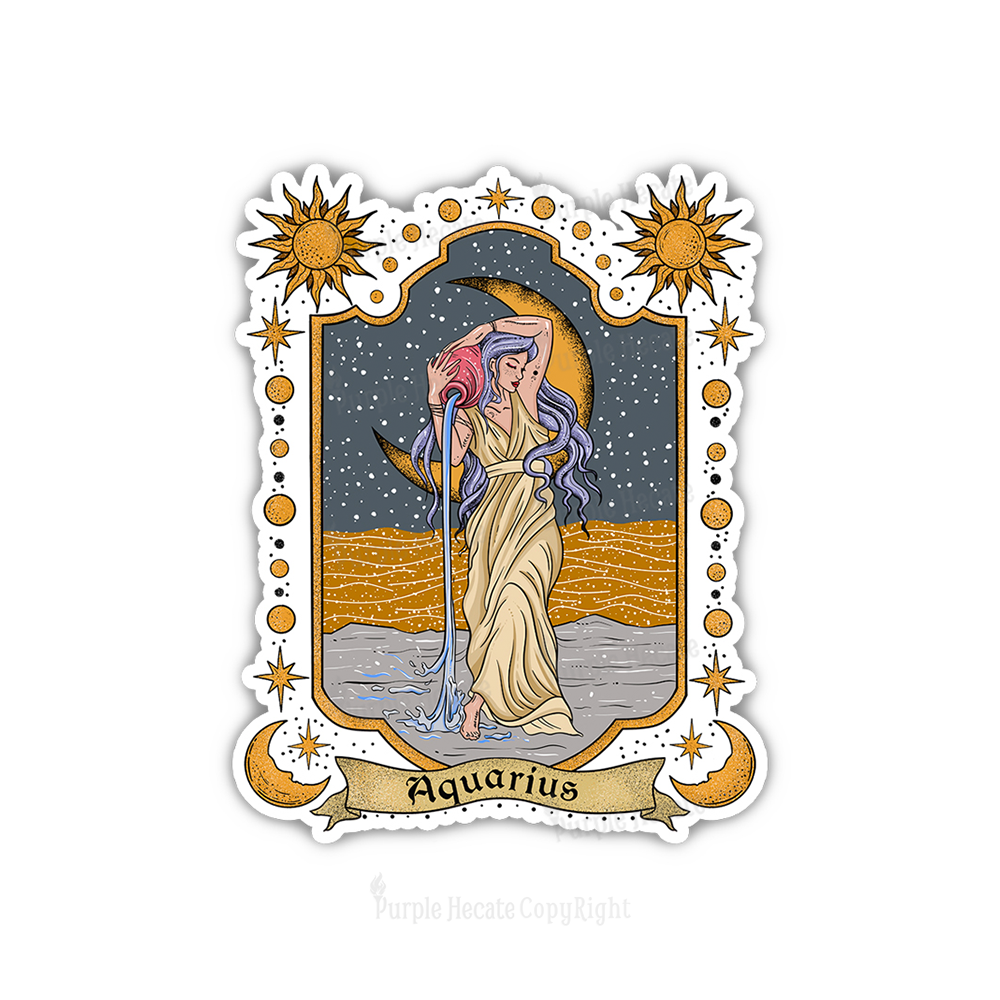 Purplehecate Aquarius Zodiac Sticker