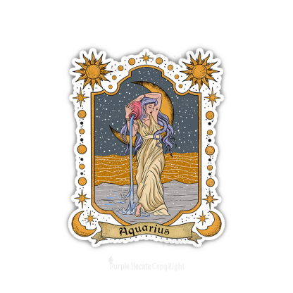 Purplehecate Aquarius Zodiac Sticker