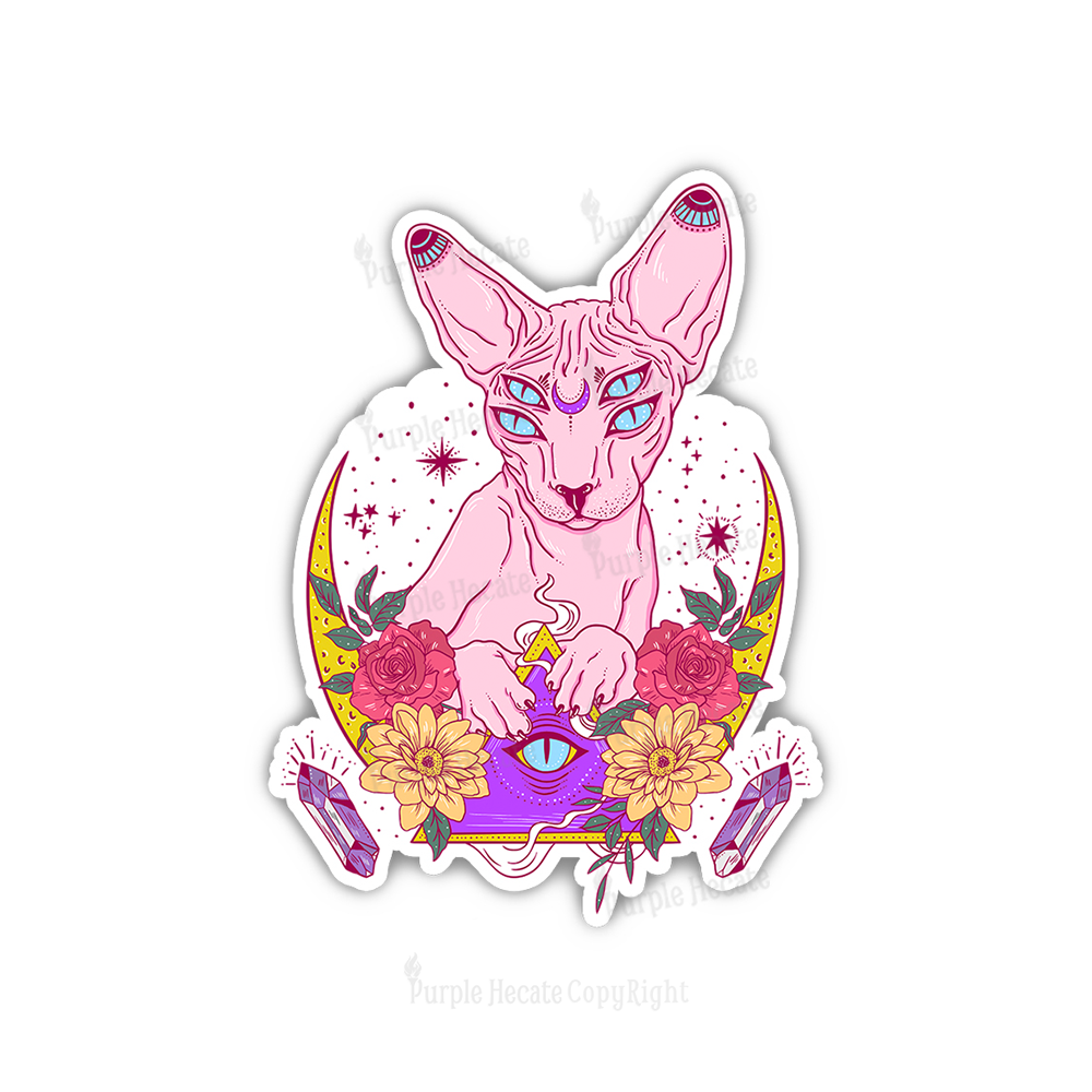 Purplehecate Moon Phase Cat Sticker