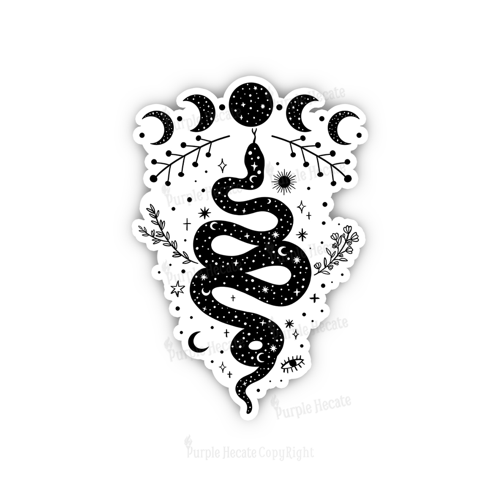 Purplehecate Snake And Moon Phase Comfort Sticker