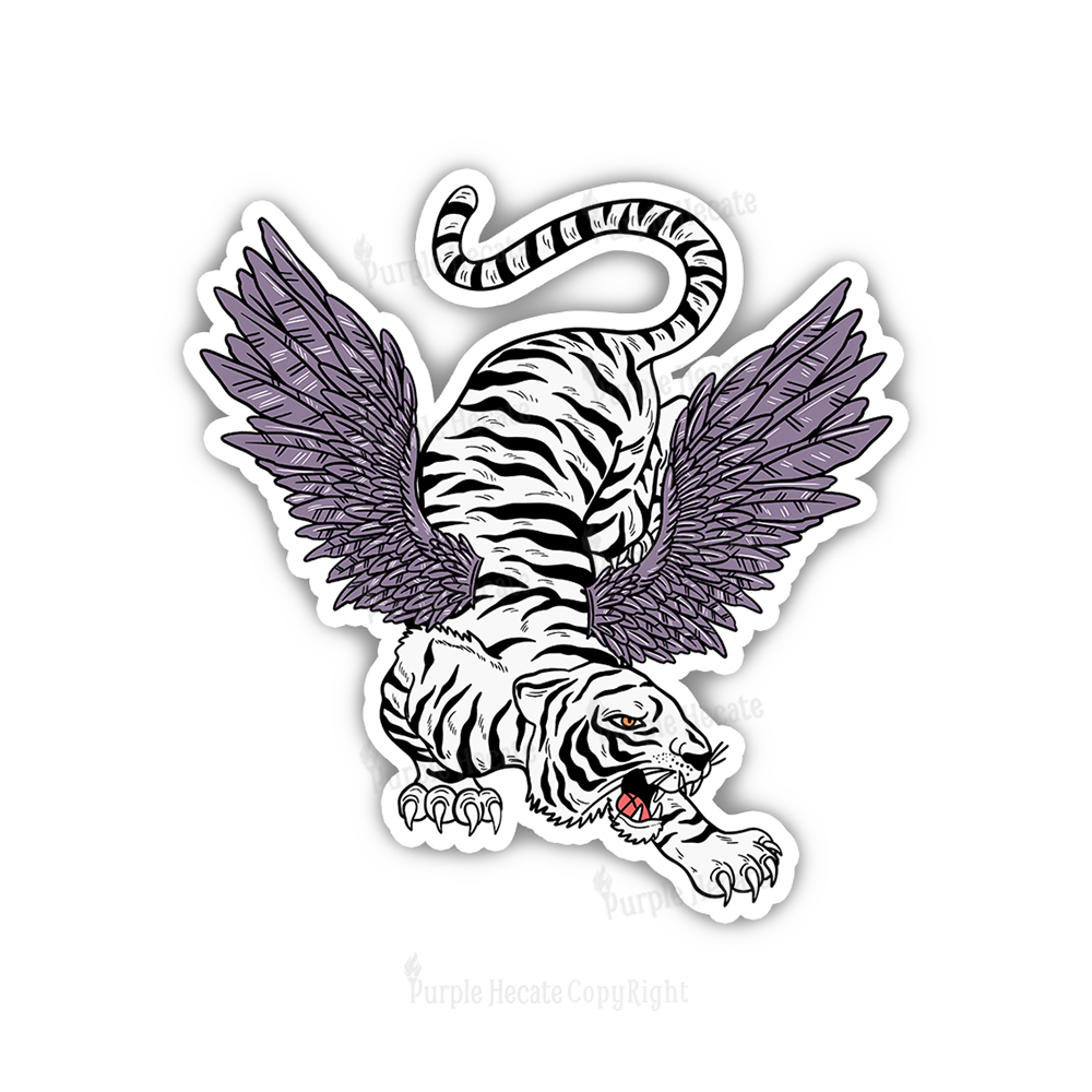 Purplehecate Tiger With Wings Sticker