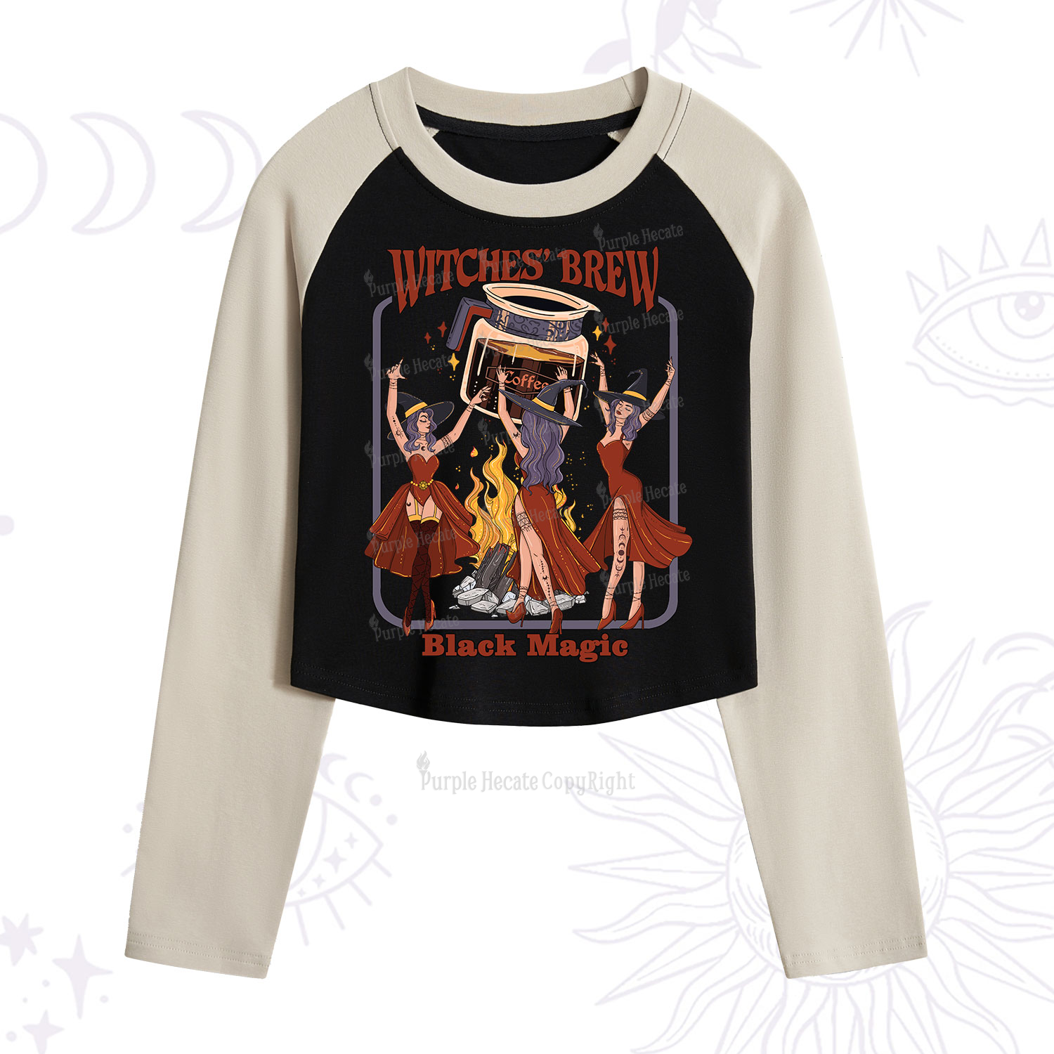 Purplehecate Witches' Brew Cropped Raglan Long Sleeve T-Shirt