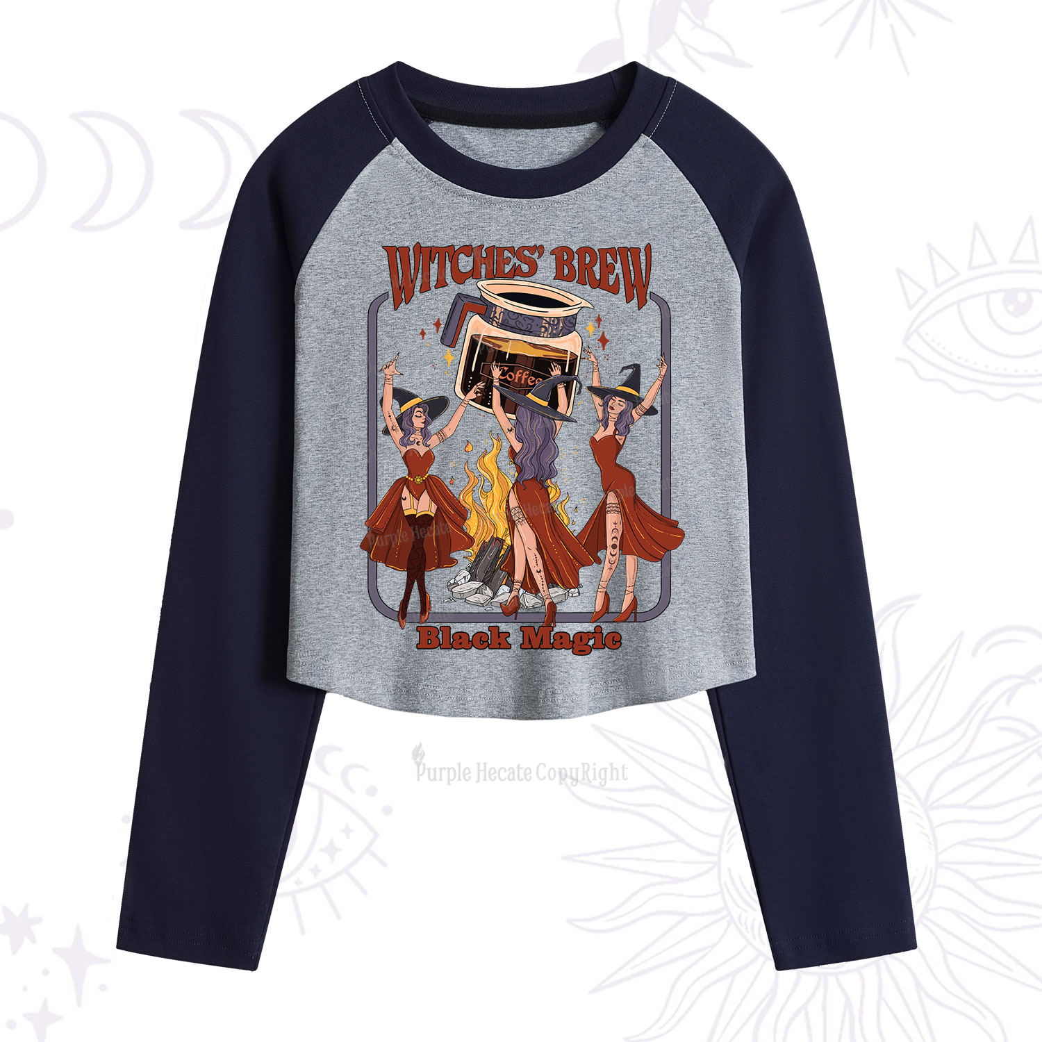 Purplehecate Witches' Brew Cropped Raglan Long Sleeve T-Shirt