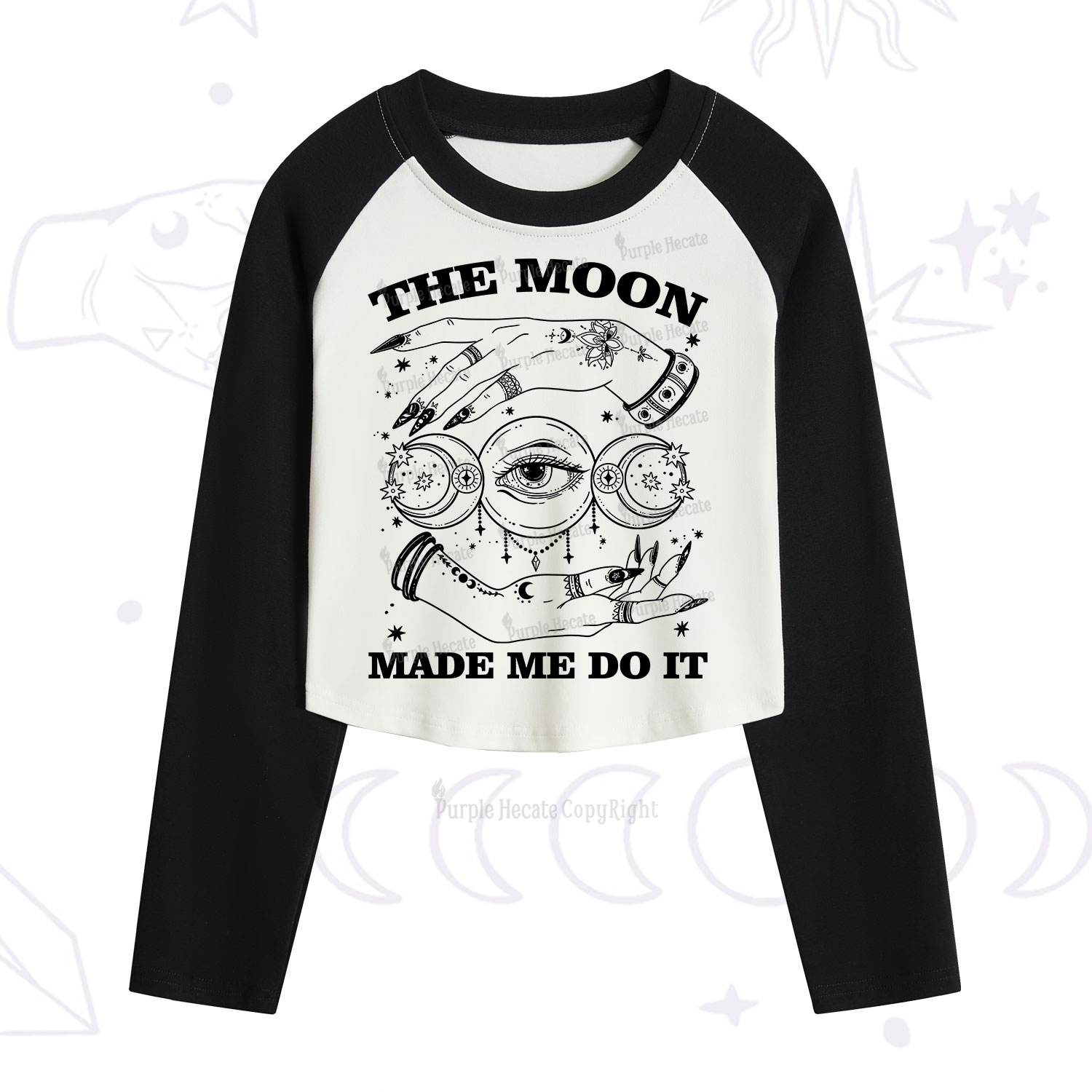 Purplehecate Funny The Moon Made Me Do It Cropped Raglan Long Sleeve T-Shirt