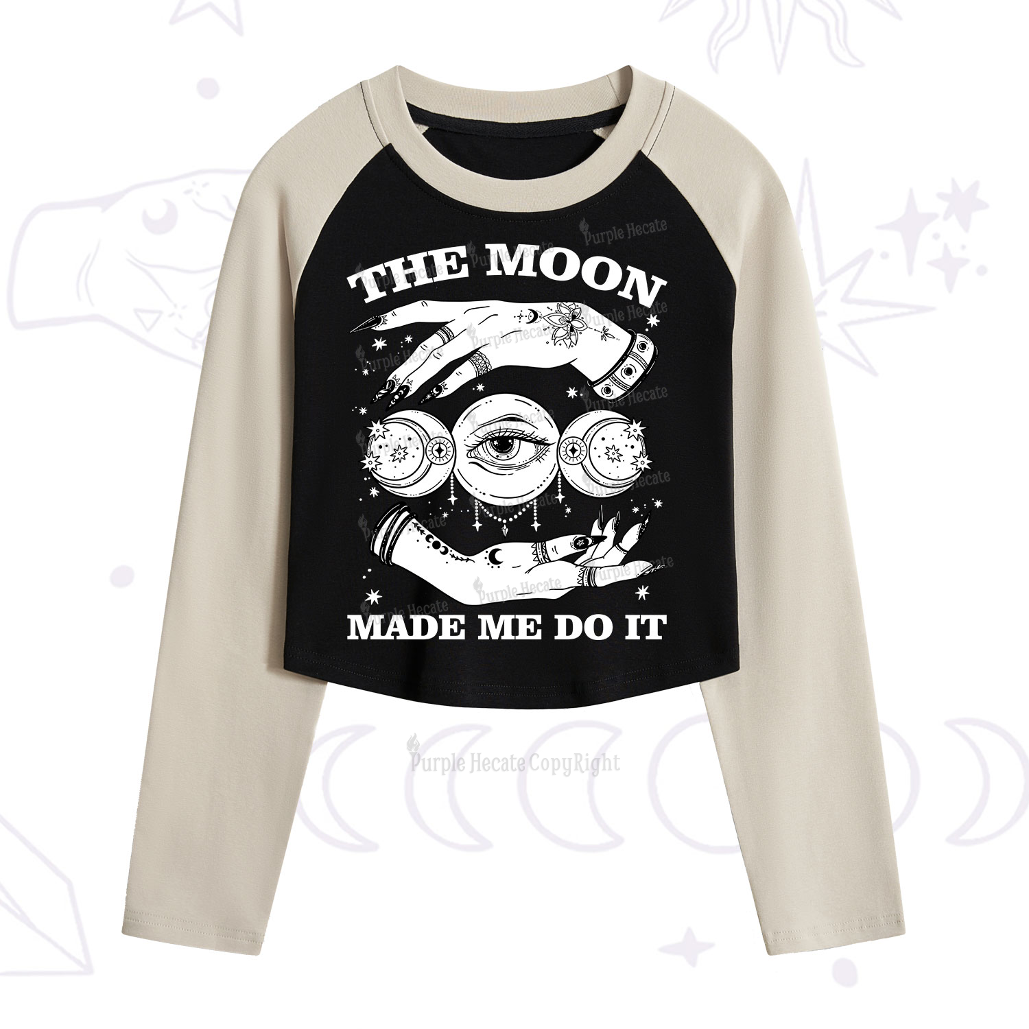 Purplehecate Funny The Moon Made Me Do It Cropped Raglan Long Sleeve T-Shirt