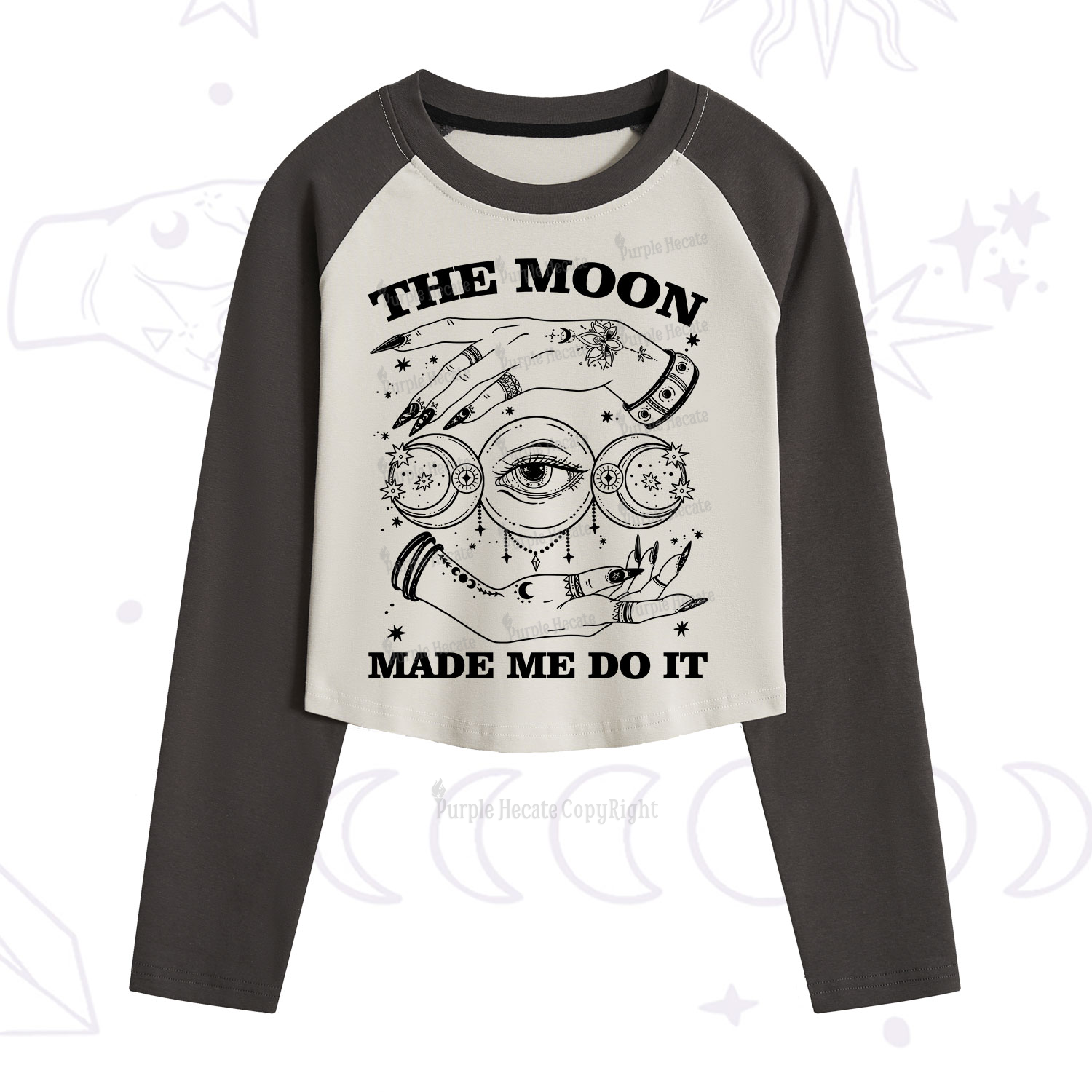 Purplehecate Funny The Moon Made Me Do It Cropped Raglan Long Sleeve T-Shirt