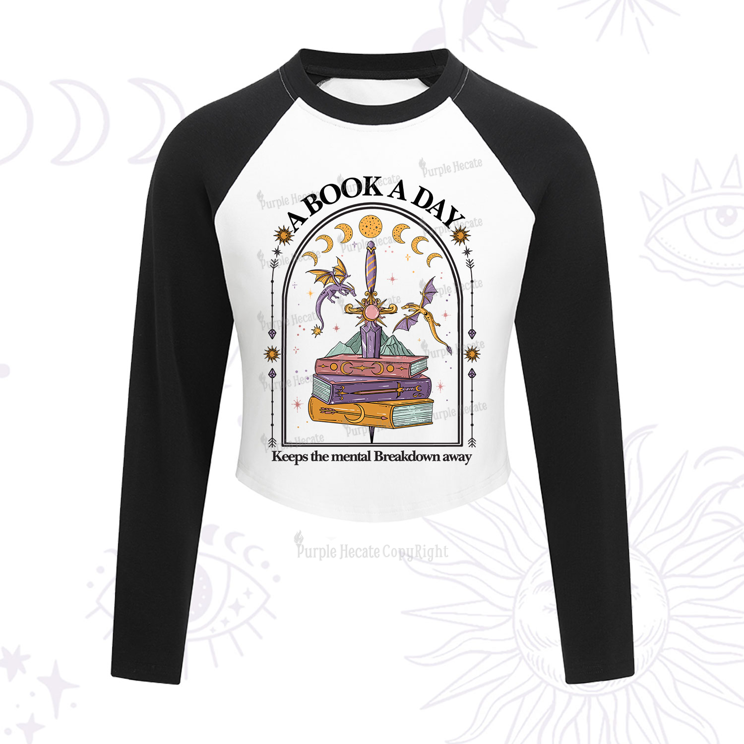 Purplehecate A Book A Day Keeps The Mental Breakdown Cropped Raglan Long Sleeve T-Shirt
