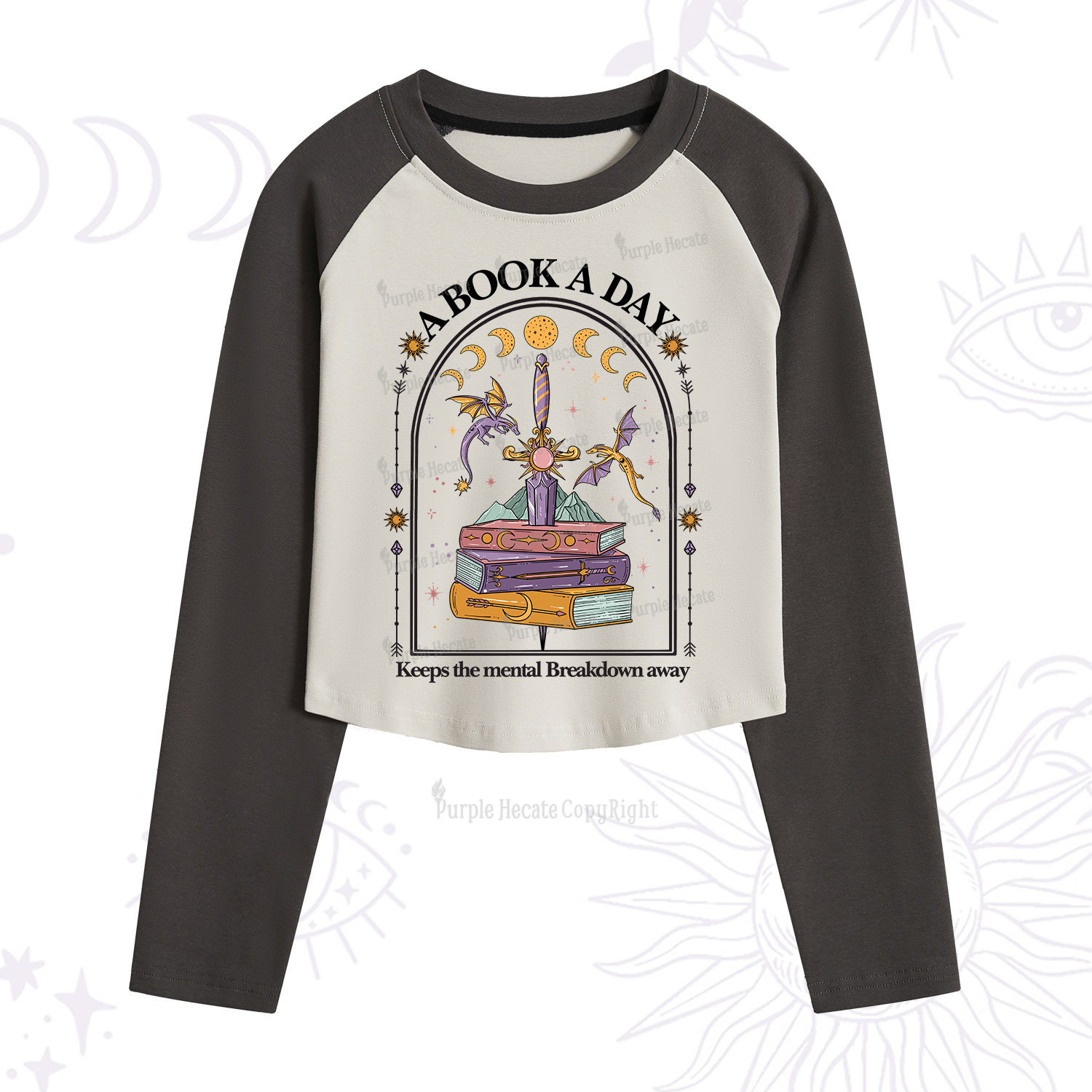 Purplehecate A Book A Day Keeps The Mental Breakdown Cropped Raglan Long Sleeve T-Shirt